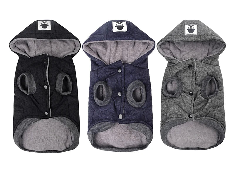 Blue/Gray Winter Warm Dog Clothes Hooded Thick Cotton Soft Pet Clothing Cat Puppy Dogs Coat Jackets S-XXL