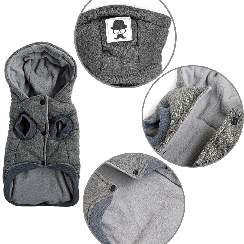Blue/Gray Winter Warm Dog Clothes Hooded Thick Cotton Soft Pet Clothing Cat Puppy Dogs Coat Jackets S-XXL