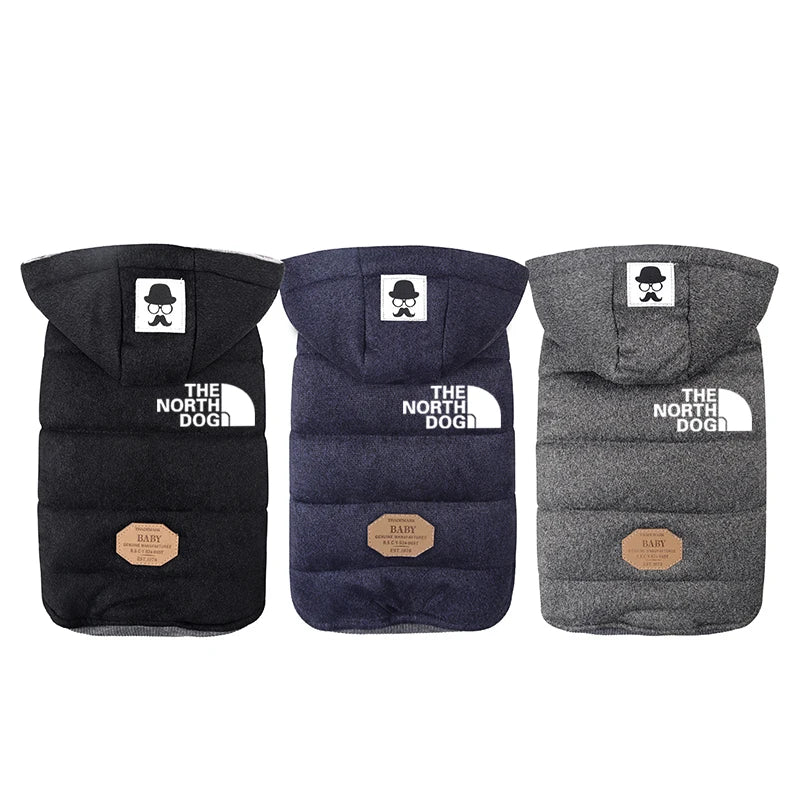 Blue/Gray Winter Warm Dog Clothes Hooded Thick Cotton Soft Pet Clothing Cat Puppy Dogs Coat Jackets S-XXL