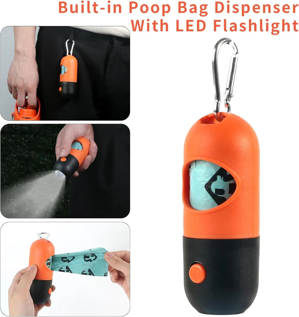 Dog Poop Scooper Set Claw Waste Picker with Leash Clip Poop Bag Dispenser LED Light Portable Hygienic Cleanup Tool for Pet Dogs
