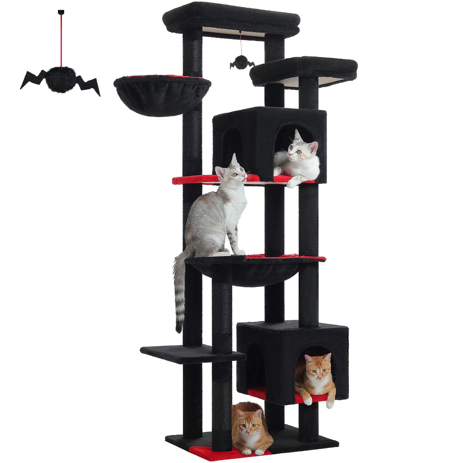 Large Cat Tree for Indoor Large Adult Cats, Multi-Level Cat Tower with Scratching Posts Super Large Hammock Cozy Condo Top Perch