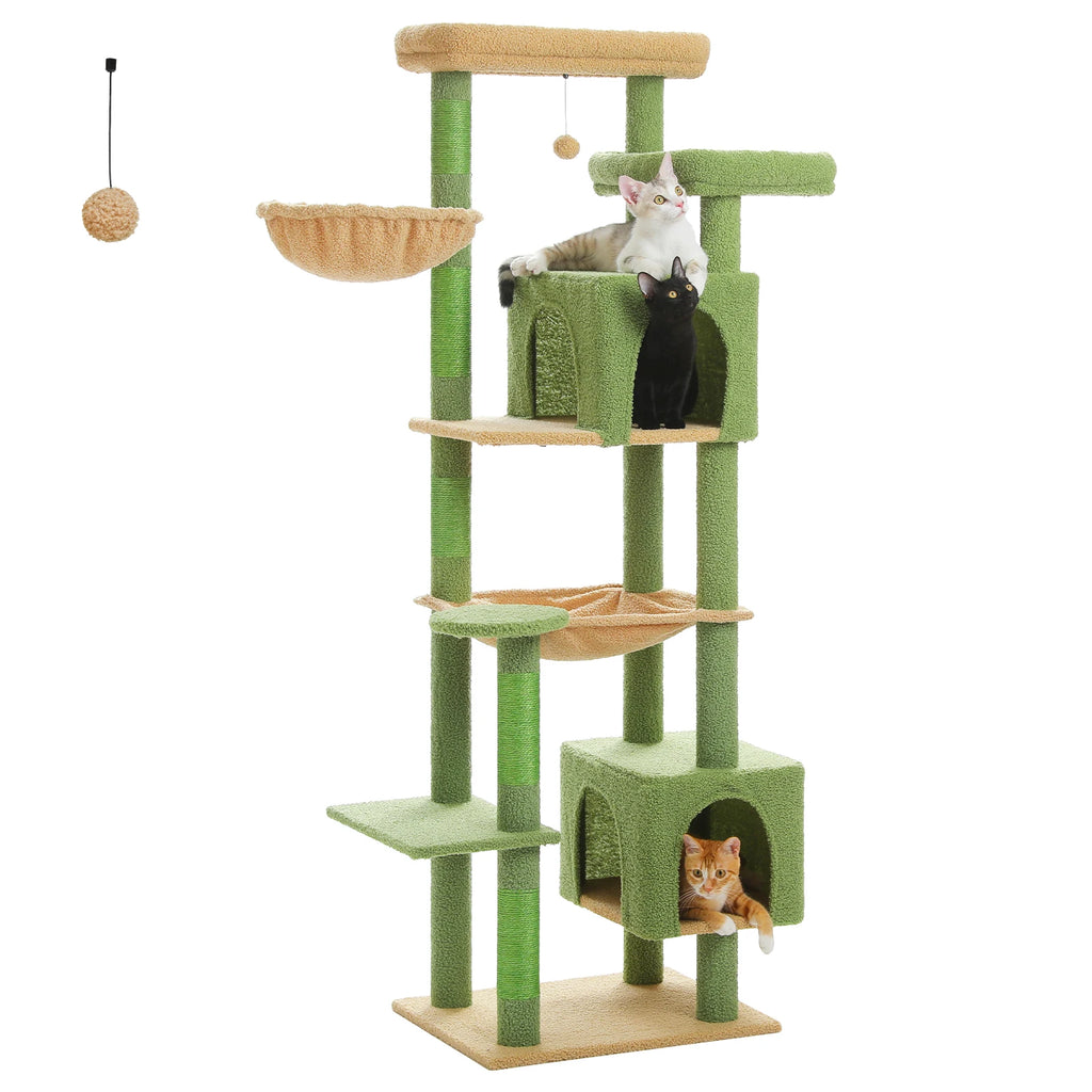 Large Cat Tree for Indoor Large Adult Cats, Multi-Level Cat Tower with Scratching Posts Super Large Hammock Cozy Condo Top Perch