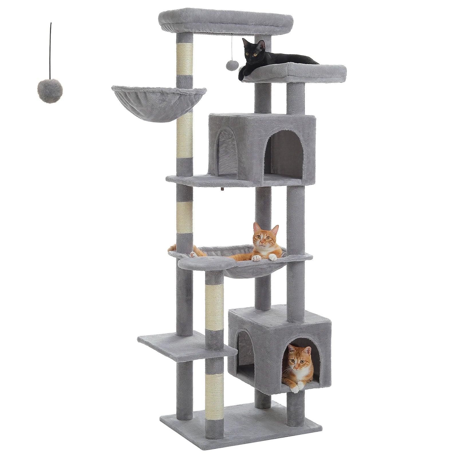 Large Cat Tree for Indoor Large Adult Cats, Multi-Level Cat Tower with Scratching Posts Super Large Hammock Cozy Condo Top Perch