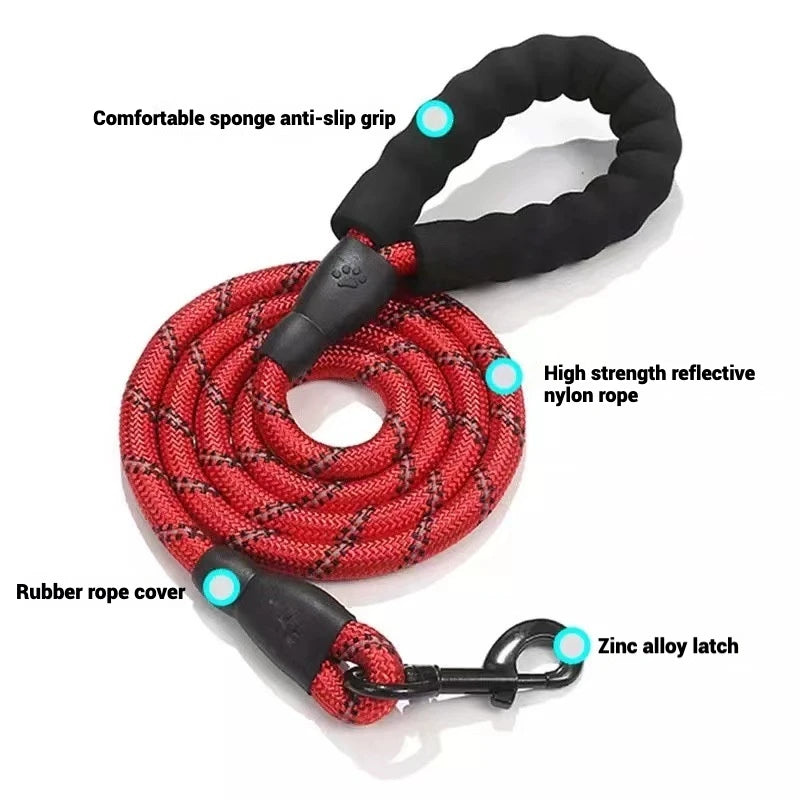 Reflective Dog Leash Strong Nylon Dog Leash For Large Medium Small Dog Leash Ropes Pet Accessories Golden Retriever Labradors