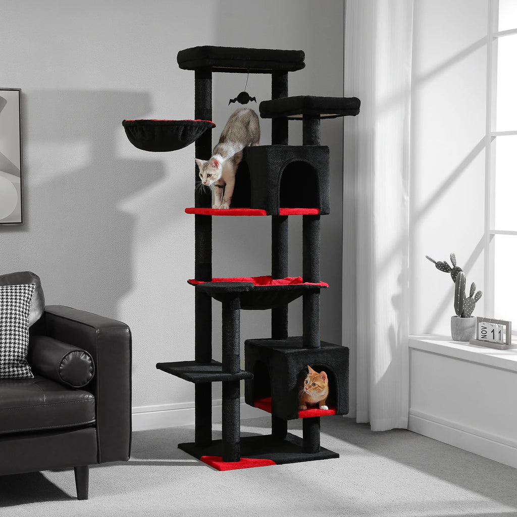 Large Cat Tree for Indoor Large Adult Cats, Multi-Level Cat Tower with Scratching Posts Super Large Hammock Cozy Condo Top Perch