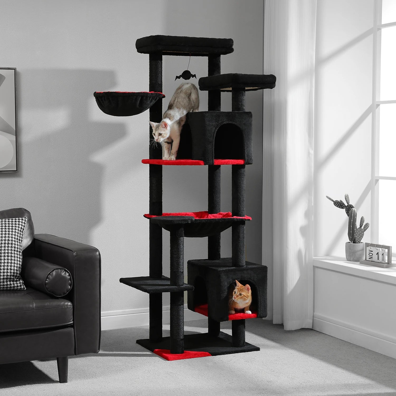 Large Cat Tree for Indoor Large Adult Cats, Multi-Level Cat Tower with Scratching Posts Super Large Hammock Cozy Condo Top Perch