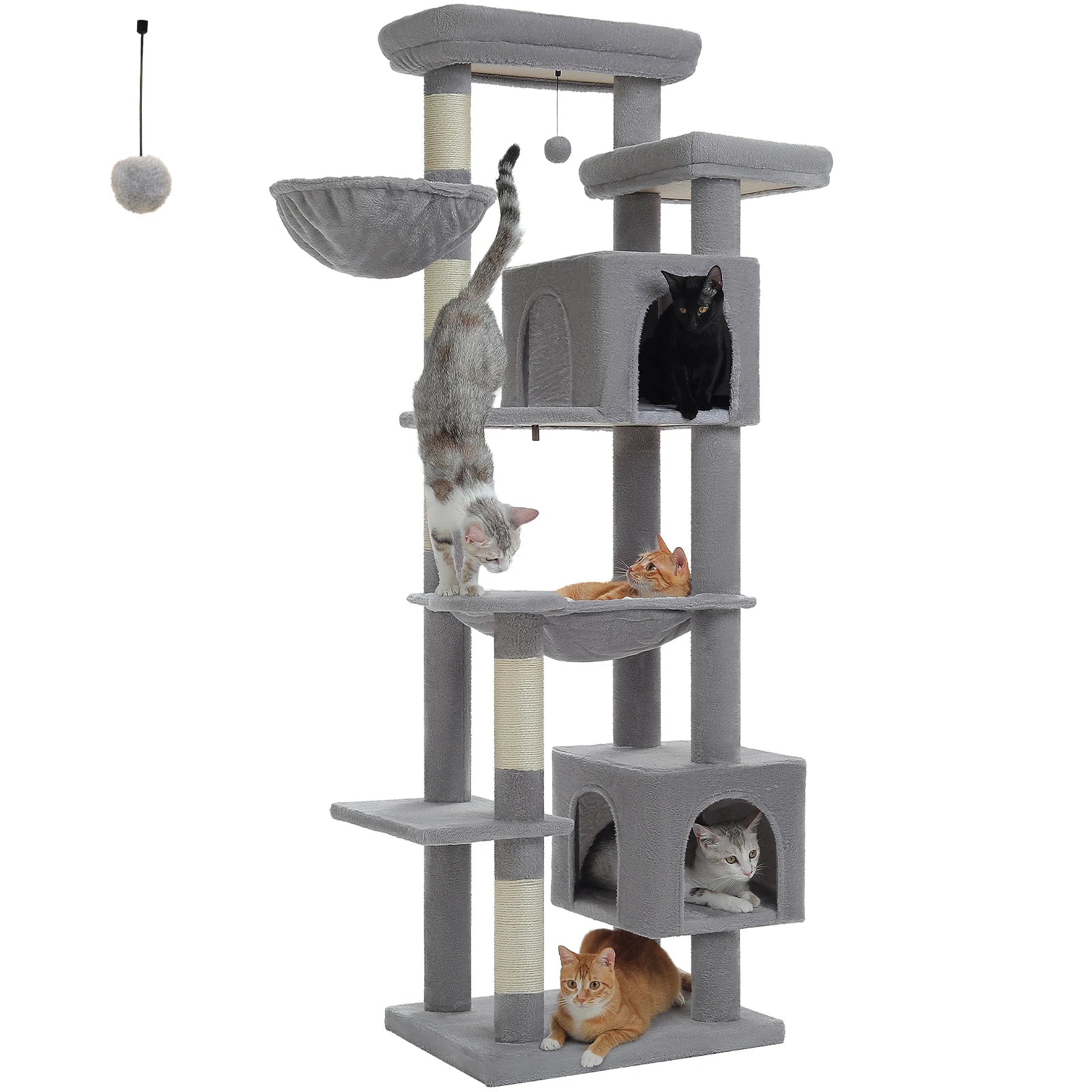 Large Cat Tree for Indoor Large Adult Cats, Multi-Level Cat Tower with Scratching Posts Super Large Hammock Cozy Condo Top Perch