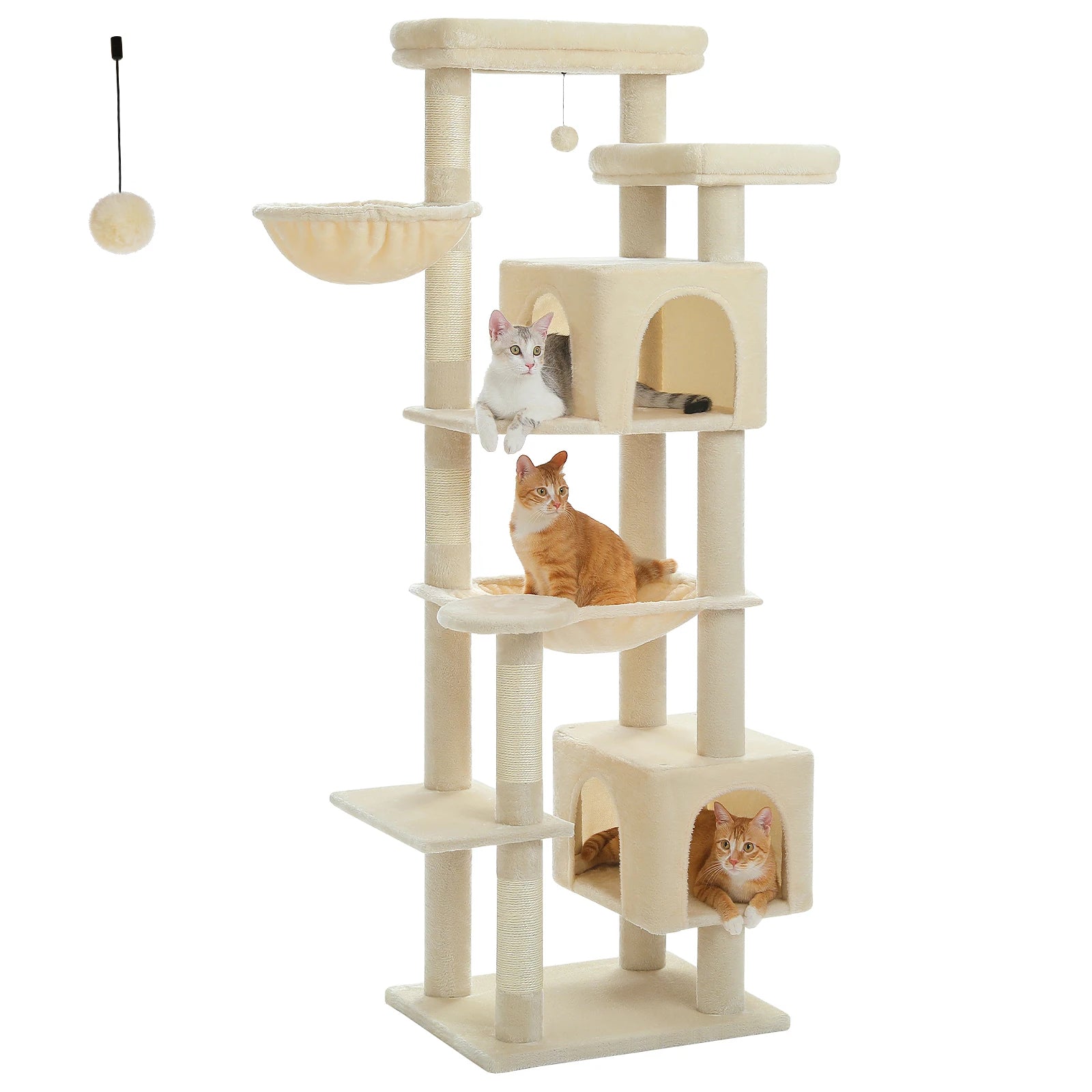 Large Cat Tree for Indoor Large Adult Cats, Multi-Level Cat Tower with Scratching Posts Super Large Hammock Cozy Condo Top Perch
