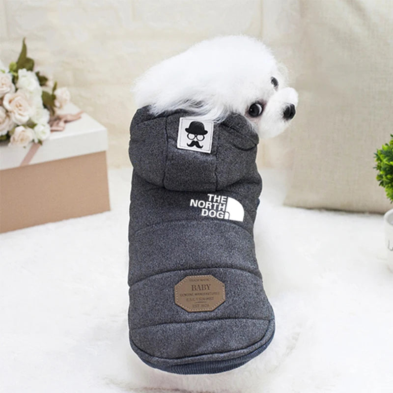 Blue/Gray Winter Warm Dog Clothes Hooded Thick Cotton Soft Pet Clothing Cat Puppy Dogs Coat Jackets S-XXL