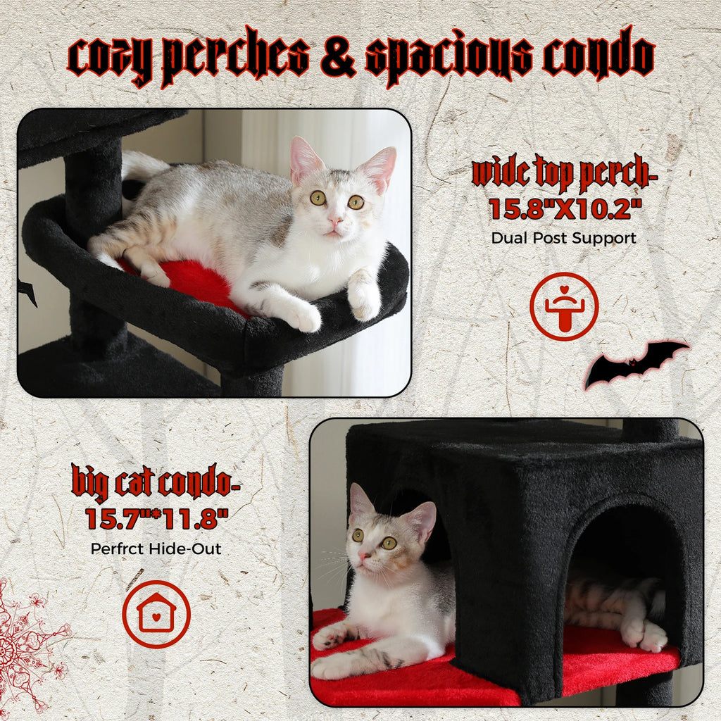 Large Cat Tree for Indoor Large Adult Cats, Multi-Level Cat Tower with Scratching Posts Super Large Hammock Cozy Condo Top Perch