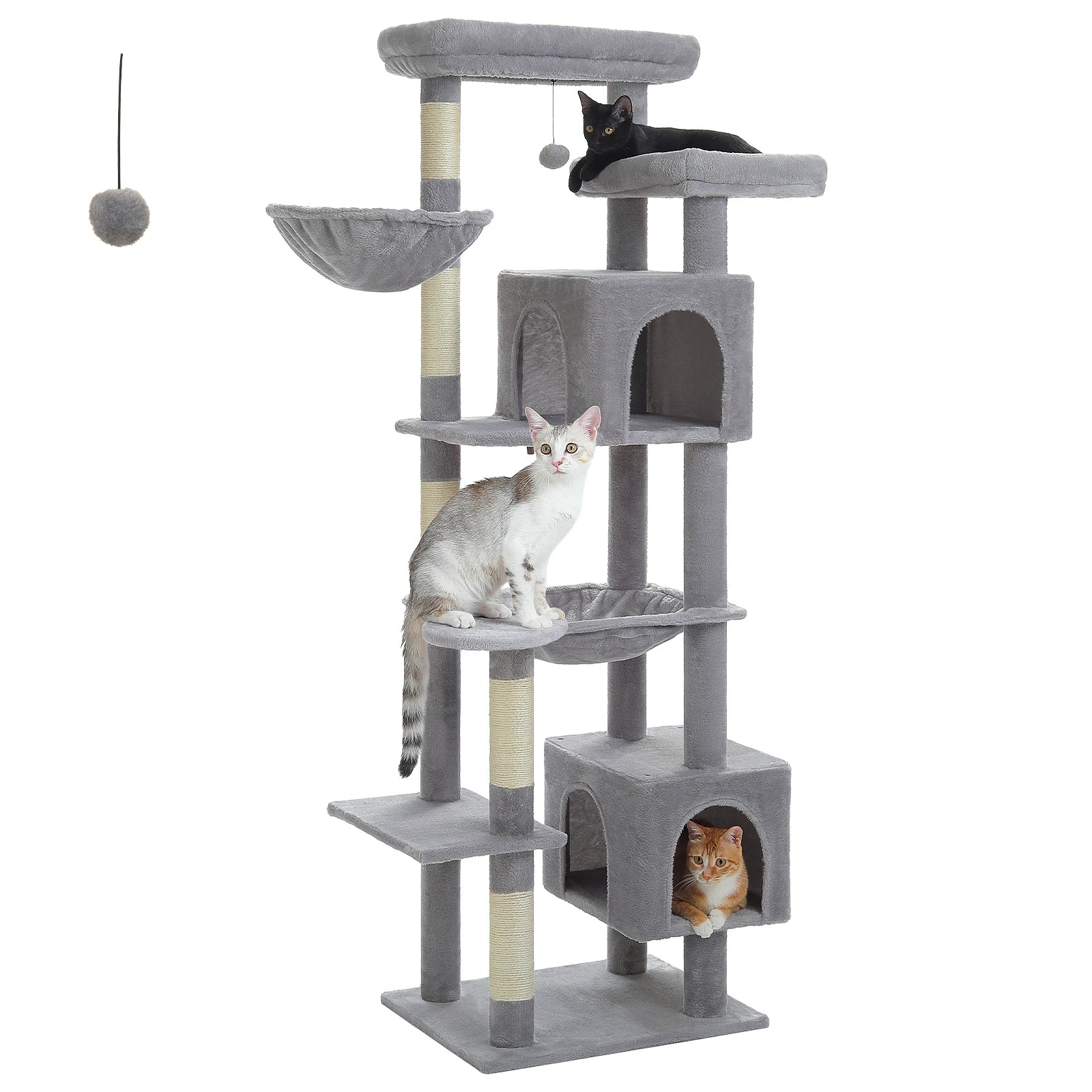 Large Cat Tree for Indoor Large Adult Cats, Multi-Level Cat Tower with Scratching Posts Super Large Hammock Cozy Condo Top Perch