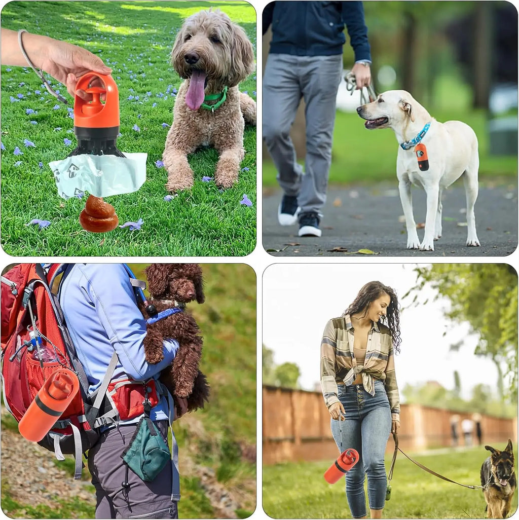 Dog Poop Scooper Set Claw Waste Picker with Leash Clip Poop Bag Dispenser LED Light Portable Hygienic Cleanup Tool for Pet Dogs