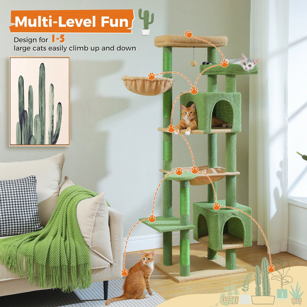 Large Cat Tree for Indoor Large Adult Cats, Multi-Level Cat Tower with Scratching Posts Super Large Hammock Cozy Condo Top Perch