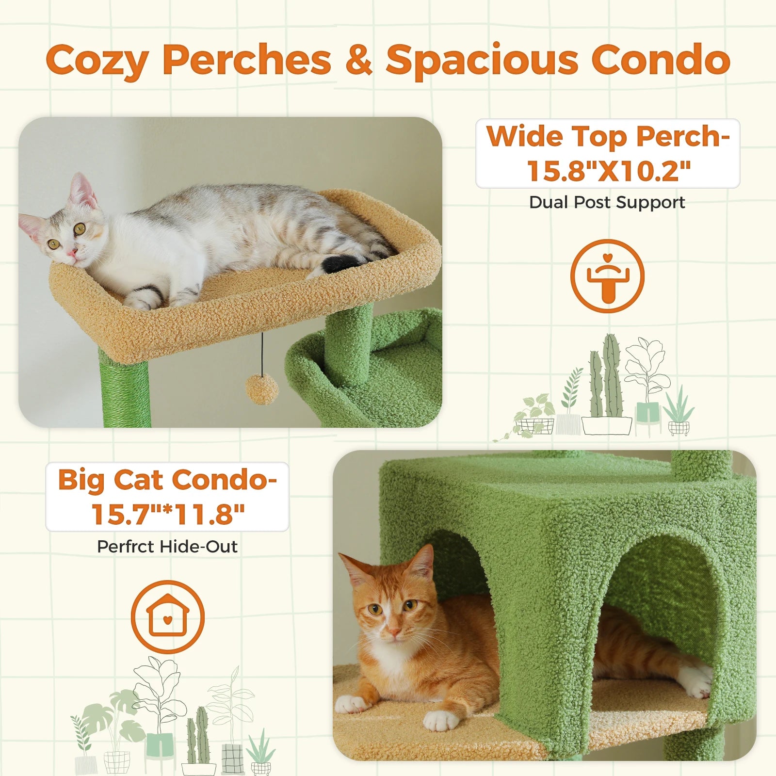 Large Cat Tree for Indoor Large Adult Cats, Multi-Level Cat Tower with Scratching Posts Super Large Hammock Cozy Condo Top Perch