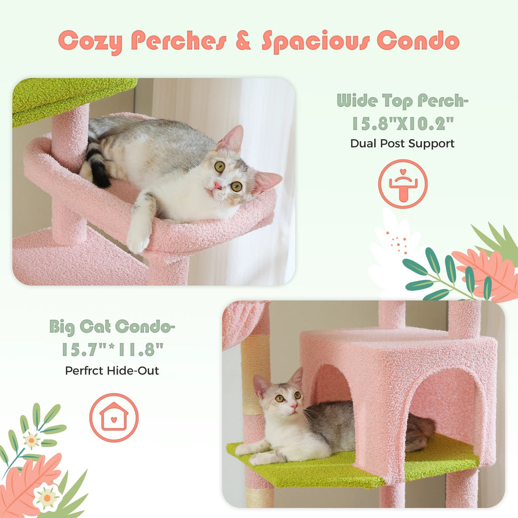 Large Cat Tree for Indoor Large Adult Cats, Multi-Level Cat Tower with Scratching Posts Super Large Hammock Cozy Condo Top Perch