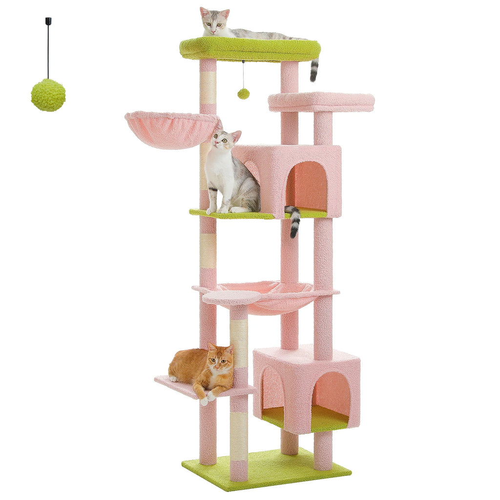 Large Cat Tree for Indoor Large Adult Cats, Multi-Level Cat Tower with Scratching Posts Super Large Hammock Cozy Condo Top Perch