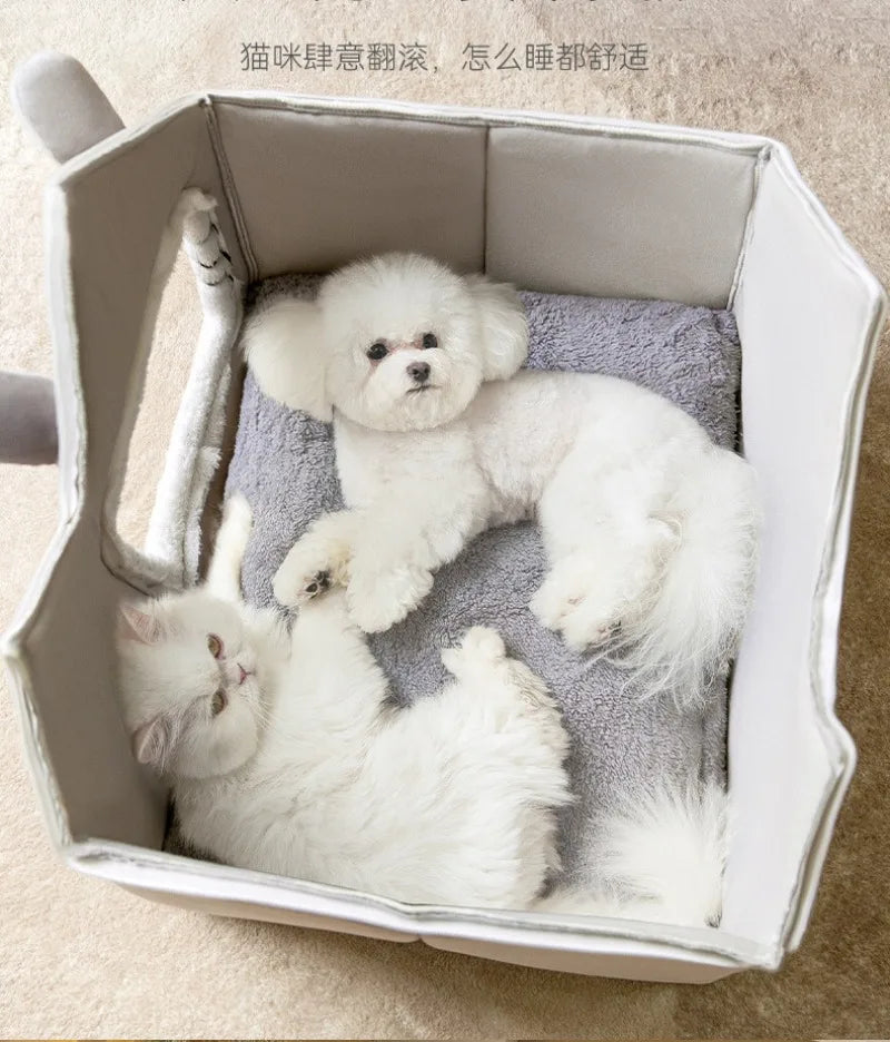 Foldable Luxury Pet House with Detachable Warm Mat